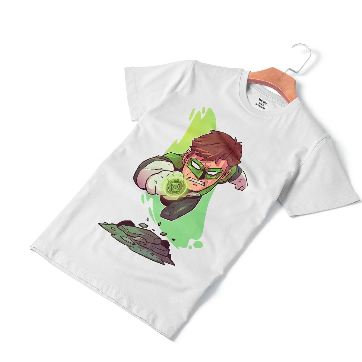 GENERICO - Polera Hombre Linterna Verde Chibi - Blanco