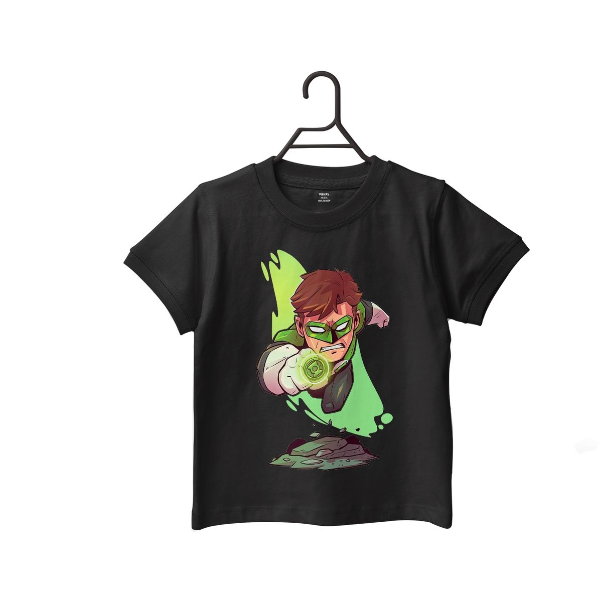 GENERICO - Polera Infantil Unisex Linterna Verde Chibi - Negro