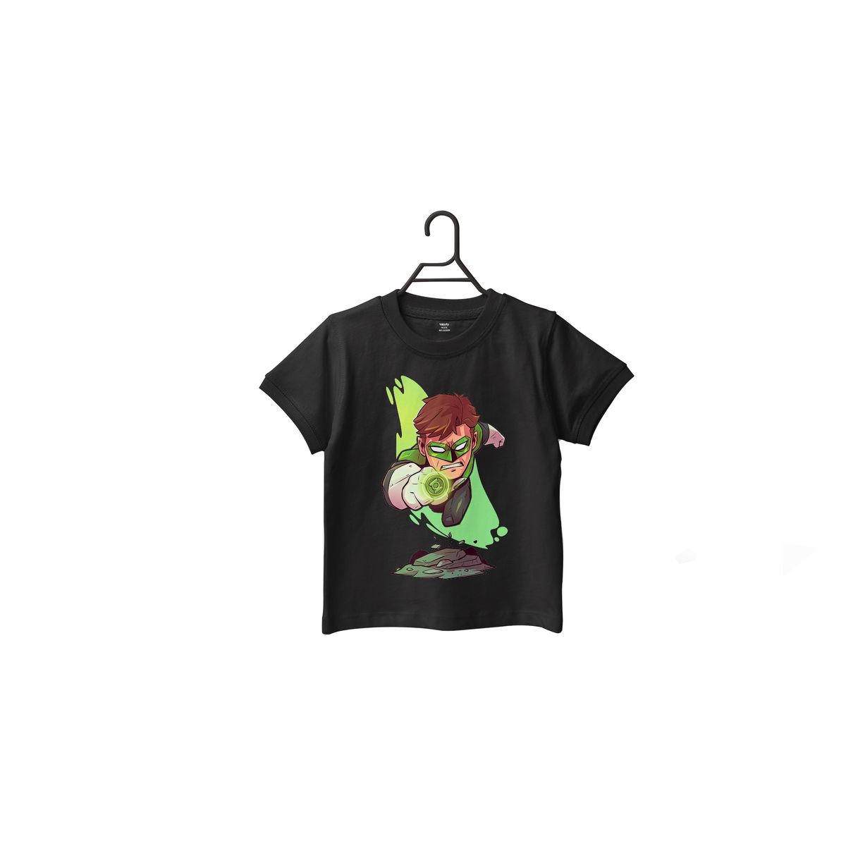 GENERICO - Polera Infantil Unisex Linterna Verde Chibi - Negro