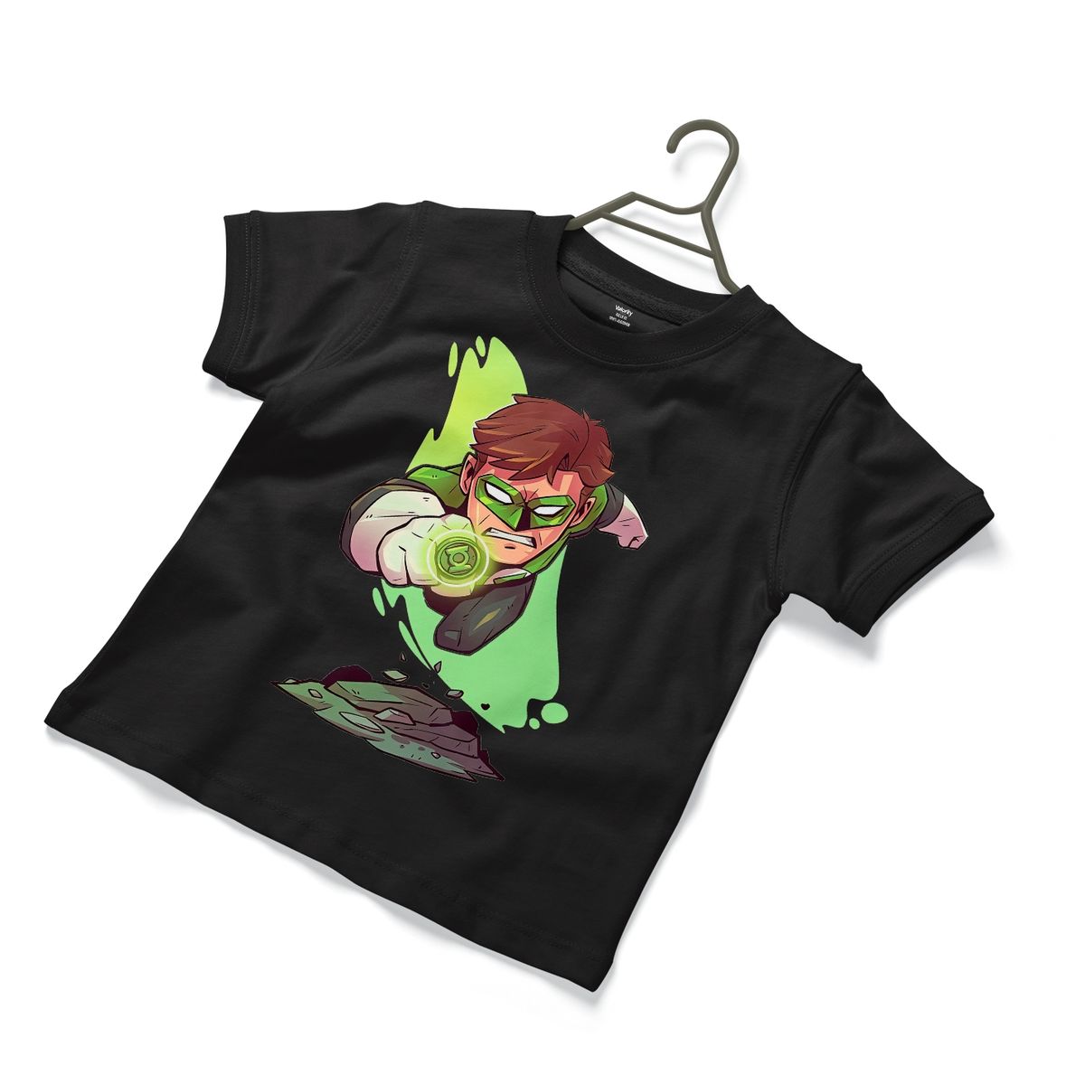 GENERICO - Polera Infantil Unisex Linterna Verde Chibi - Negro