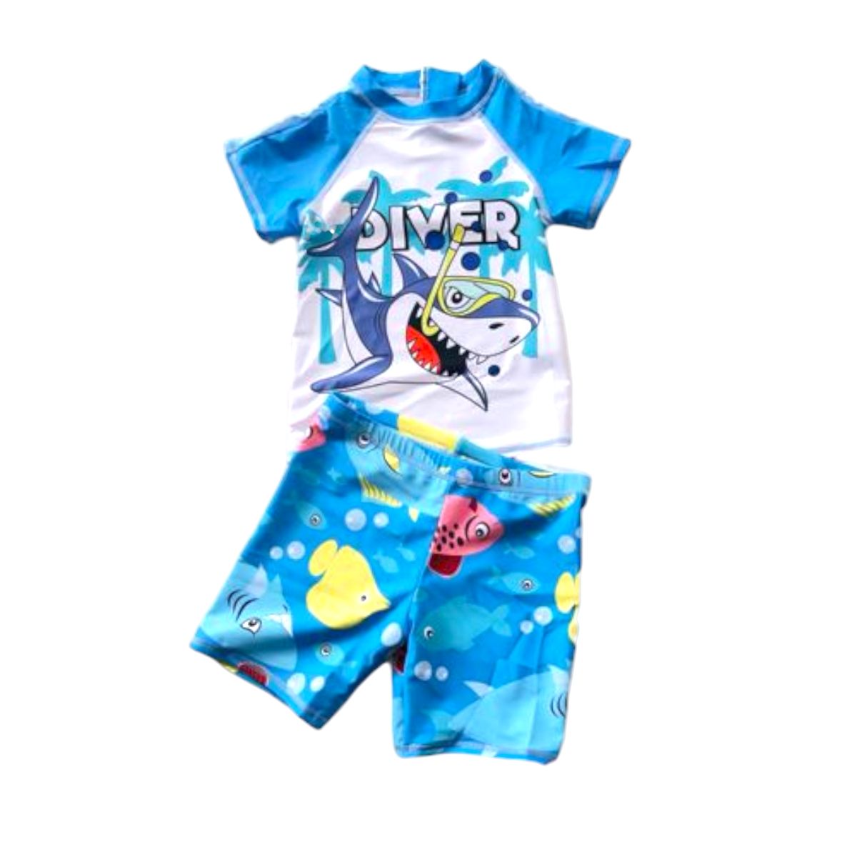 MEDIA LUNA - Traje de Baño de Niño Short y Polera Estampado de Dibujos Animados.