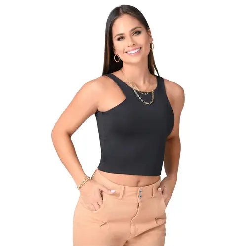 TRUCCOS JEANS - Polera Manga Sisa Color Negro Canela Trucco´s Jeans B03033566