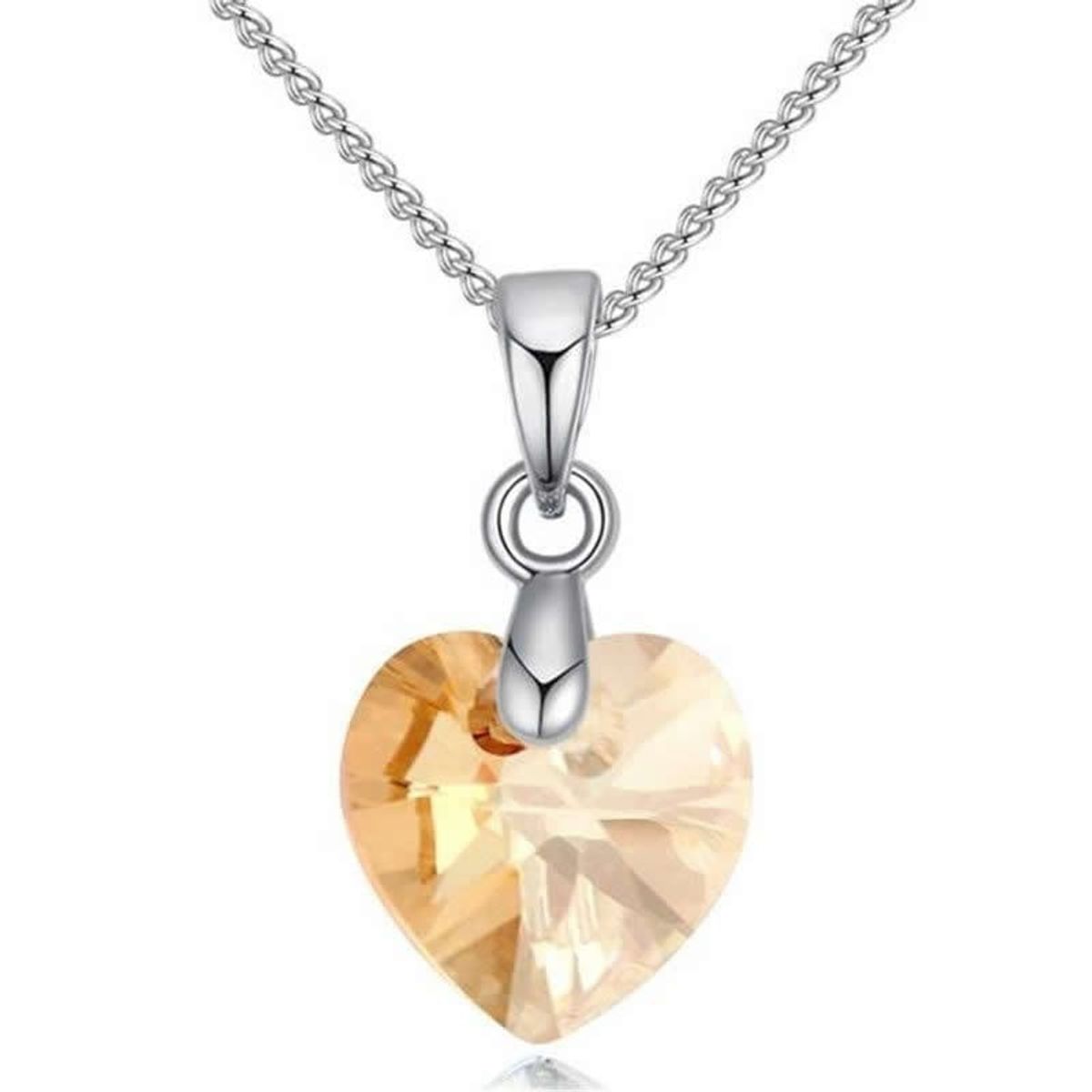 TODOJOYAS - Collar Colgante Cristal Amarillo Plateado