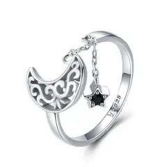 TODOJOYAS - Anillo Plata 925 Luna y Estrella
