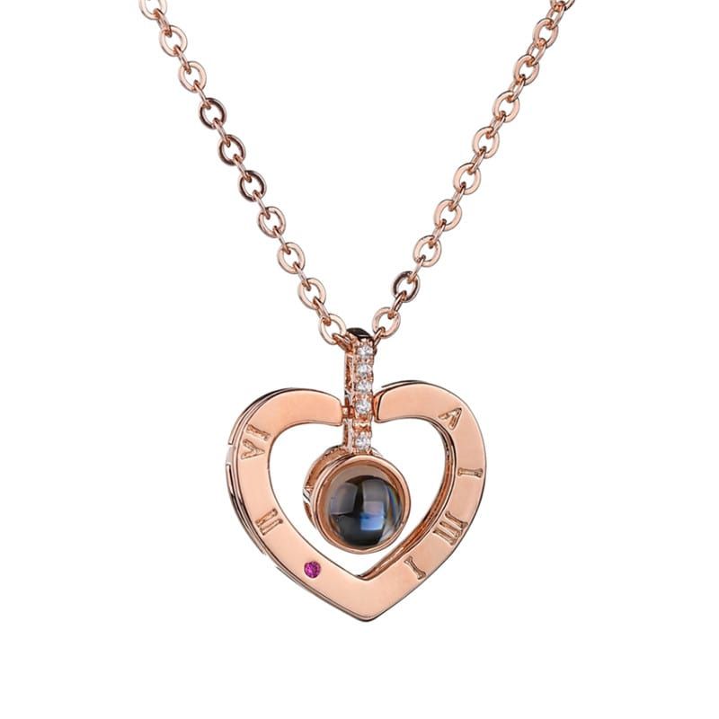 TODOJOYAS - Collar Corazon Te Amo en 100 Idiomas Dorado