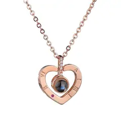 TODOJOYAS - Collar Corazon Te Amo en 100 Idiomas Dorado