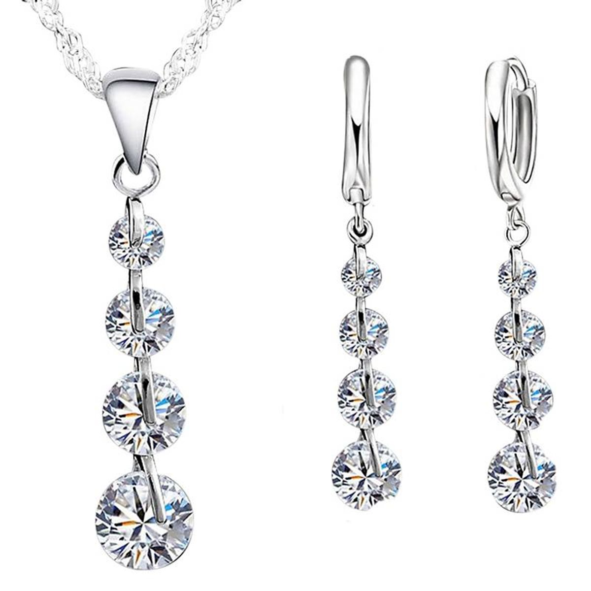 TODOJOYAS - Conjunto Baston con Circones Plateado