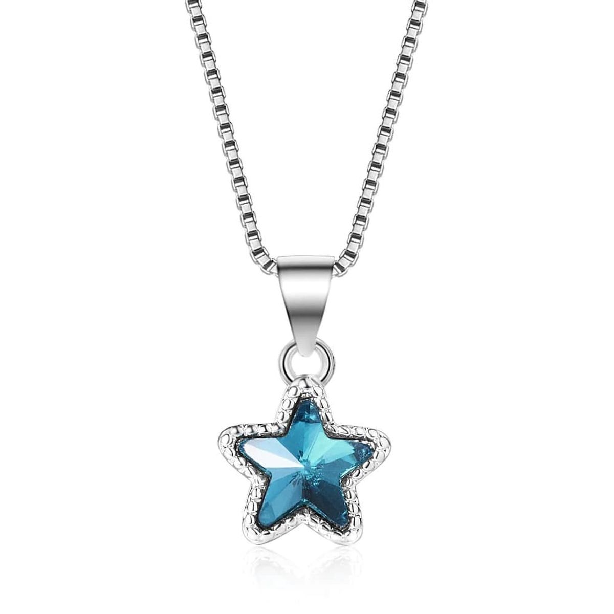 TODOJOYAS - Collar Estrella Circon Azul Plateado