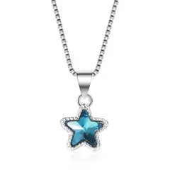 TODOJOYAS - Collar Estrella Circon Azul Plateado