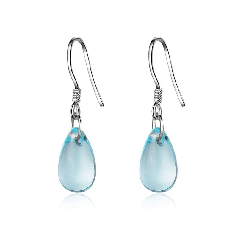TODOJOYAS - Aros Gota Cristal Celeste Colgante