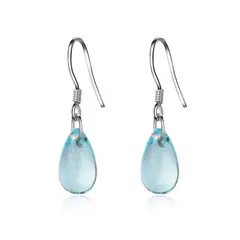 TODOJOYAS - Aros Gota Cristal Celeste Colgante