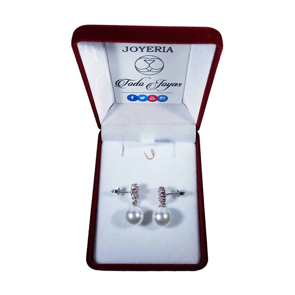 TODOJOYAS - Aros Perla Con Circones Rosa Plateado