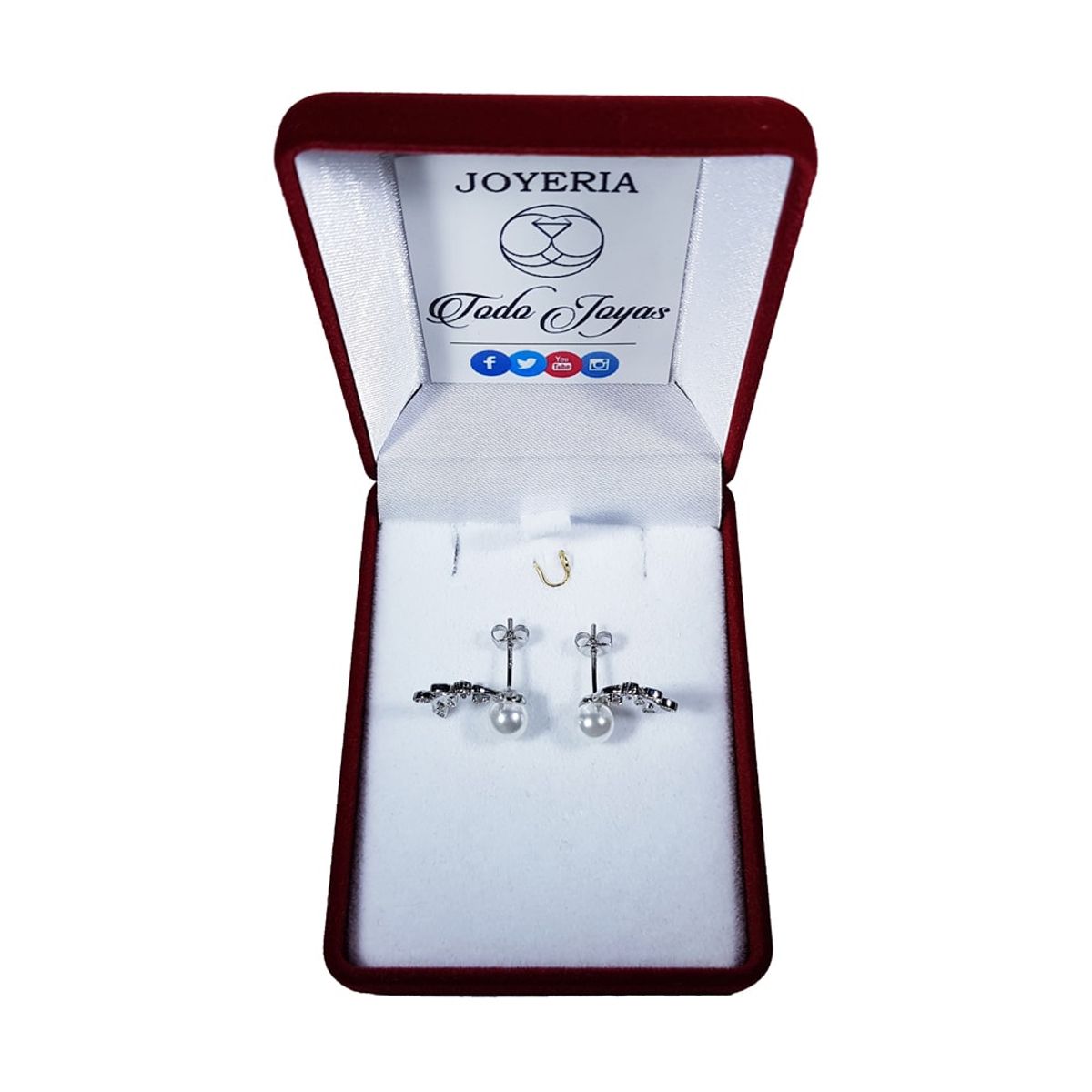 TODOJOYAS - Aros Perla y Hojas Circones Plateado