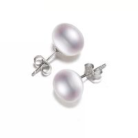 Aros Plata 925 Pasador Perla Blanca