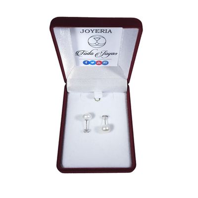 Imagen 2 del producto Aros Plata 925 Pasador Perla Blanca