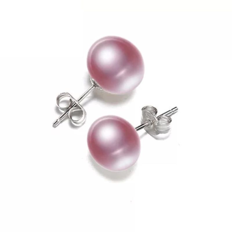 TODOJOYAS - Aros Plata 925 Pasador Perla Morada