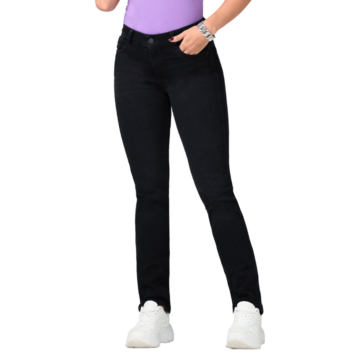 TRUCCOS JEANS - Jeans Mujer Negro Bota Recta Tiro Alto - T22036418