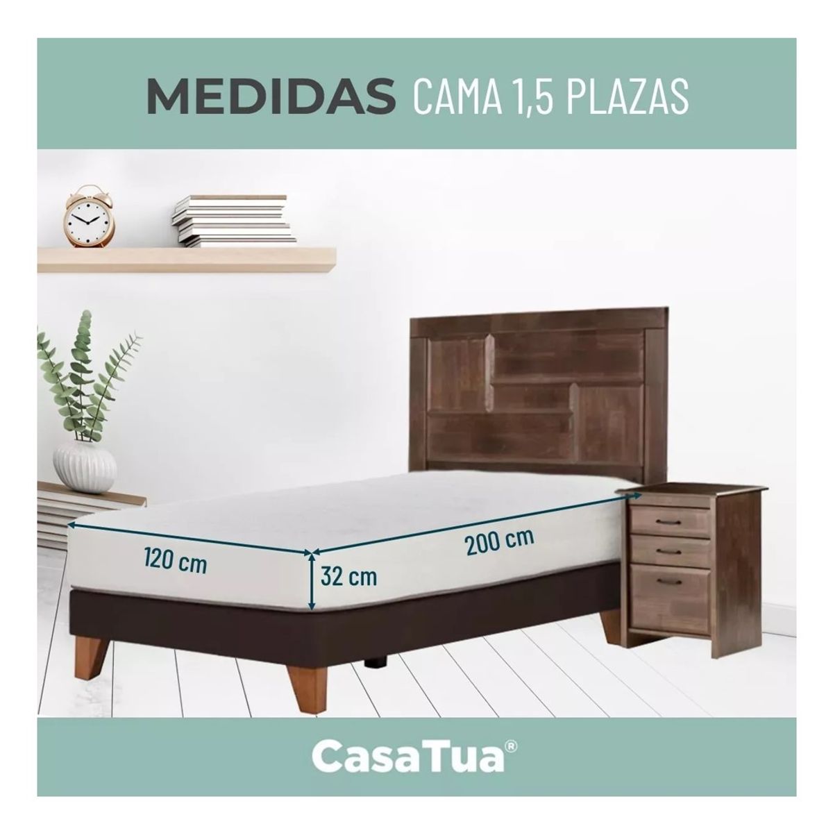 CASATUA - Cubre Colchon Protector Impermeable Bambu 1,5 Plaza