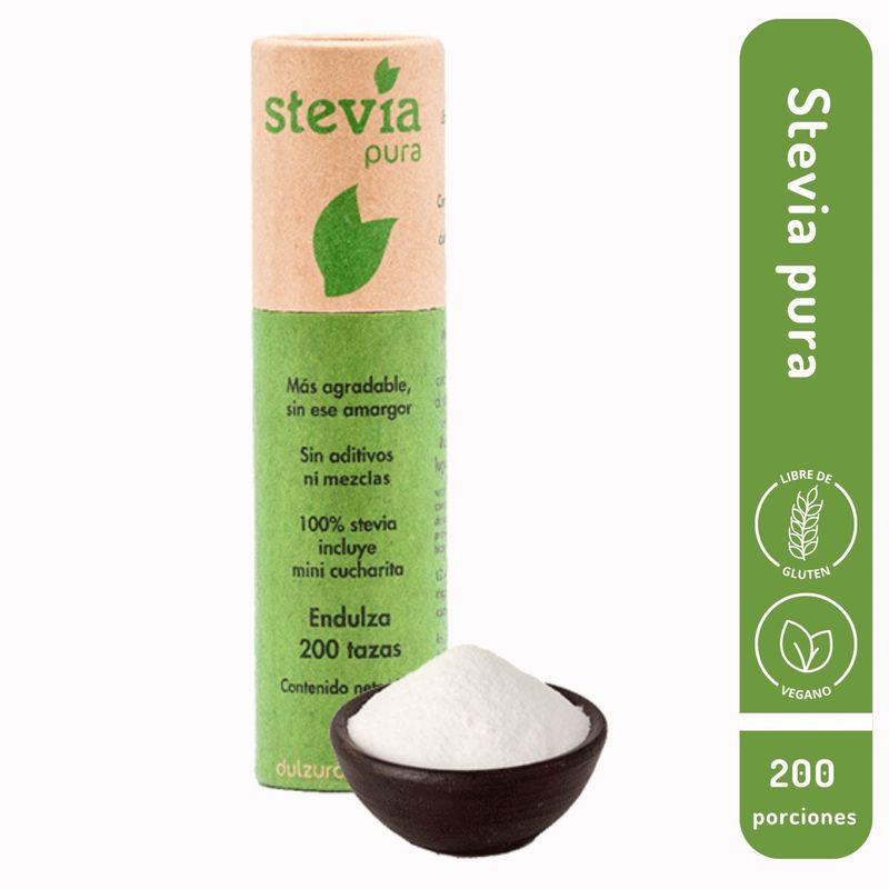 DULZURA NATURAL - STEVIA PURA EN POLVO 200 TAZAS ENDULZANTE DULZURA NATURAL