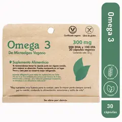DULZURA NATURAL - OMEGA 3 30 CAPSULAS DE 300Mg DE MICROALGAS VEGANO