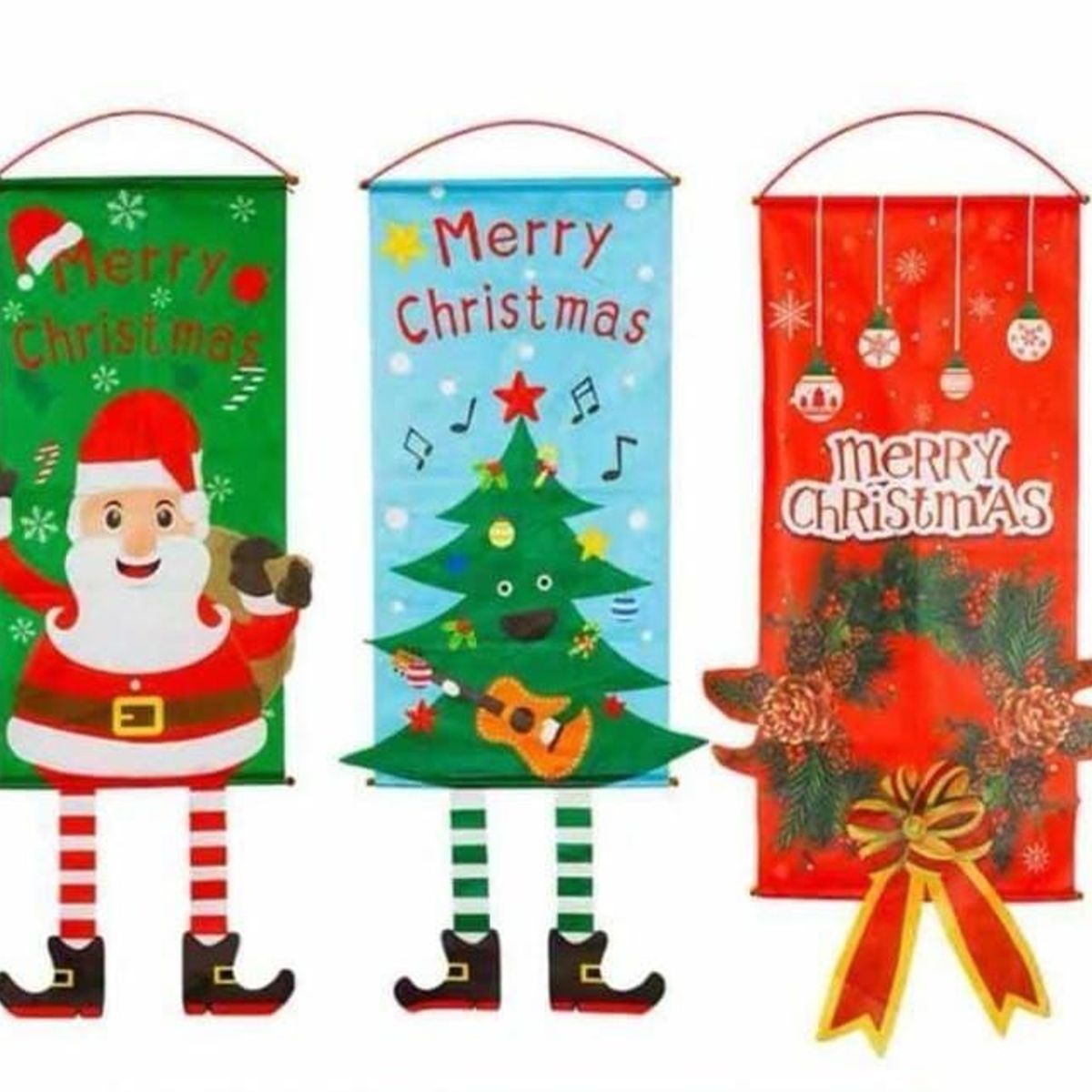 GENERICO - Pack de 3 unidades pendón navideño 3D