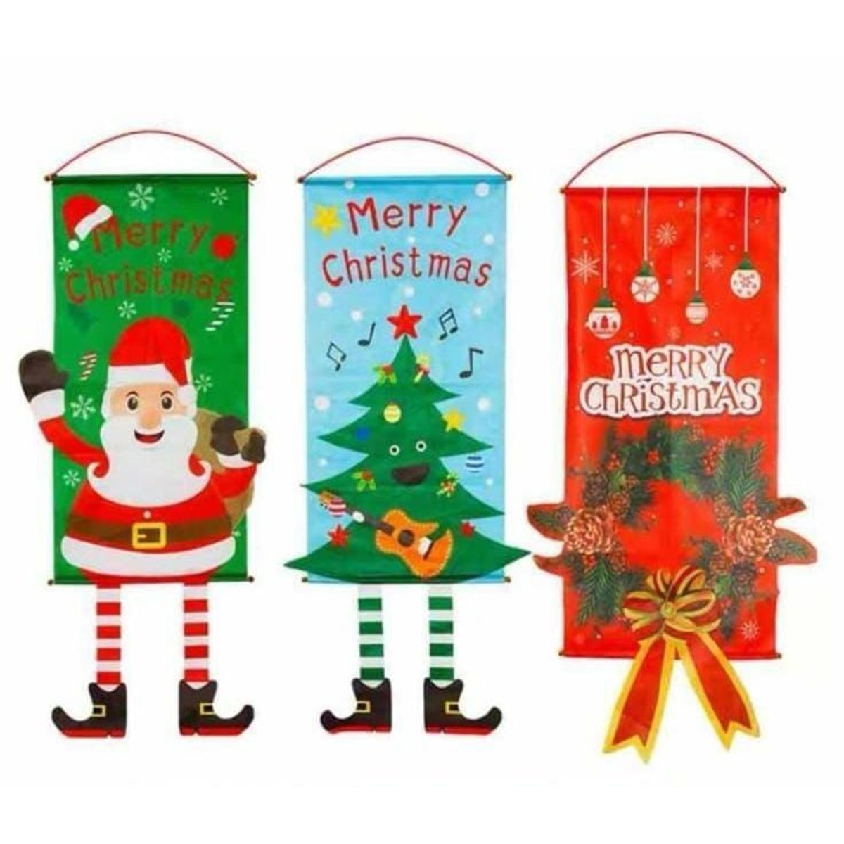 GENERICO - Pack de 3 unidades pendón navideño 3D