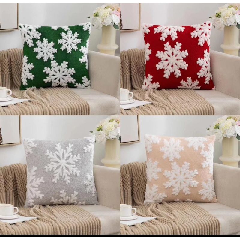 GENERICO - Pack de 3 fundas para cojín estilo copo de nieve