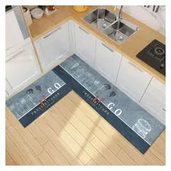 GENERICO - Pack 2 Alfombra De Cocina Antideslizante Piso Entrada De Baño