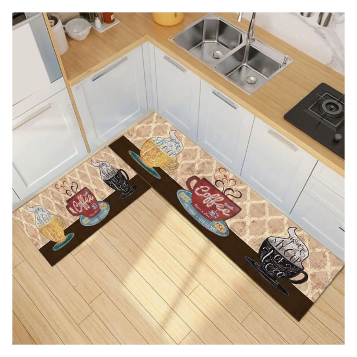 GENERICO - Pack 2 Alfombra De Cocina Antideslizante Piso Entrada De Baño