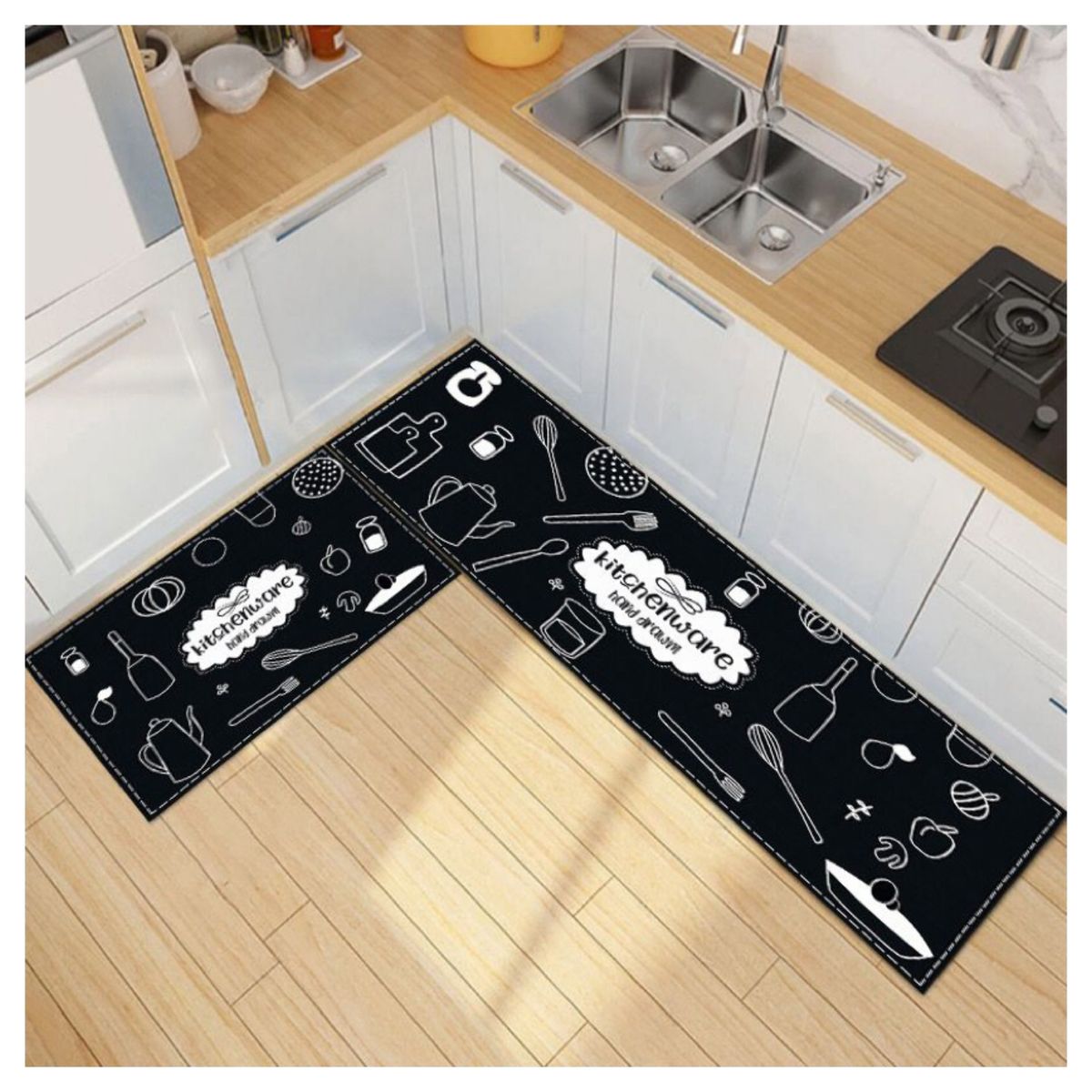 GENERICO - Pack 2 Alfombra De Cocina Antideslizante Piso Entrada De Baño