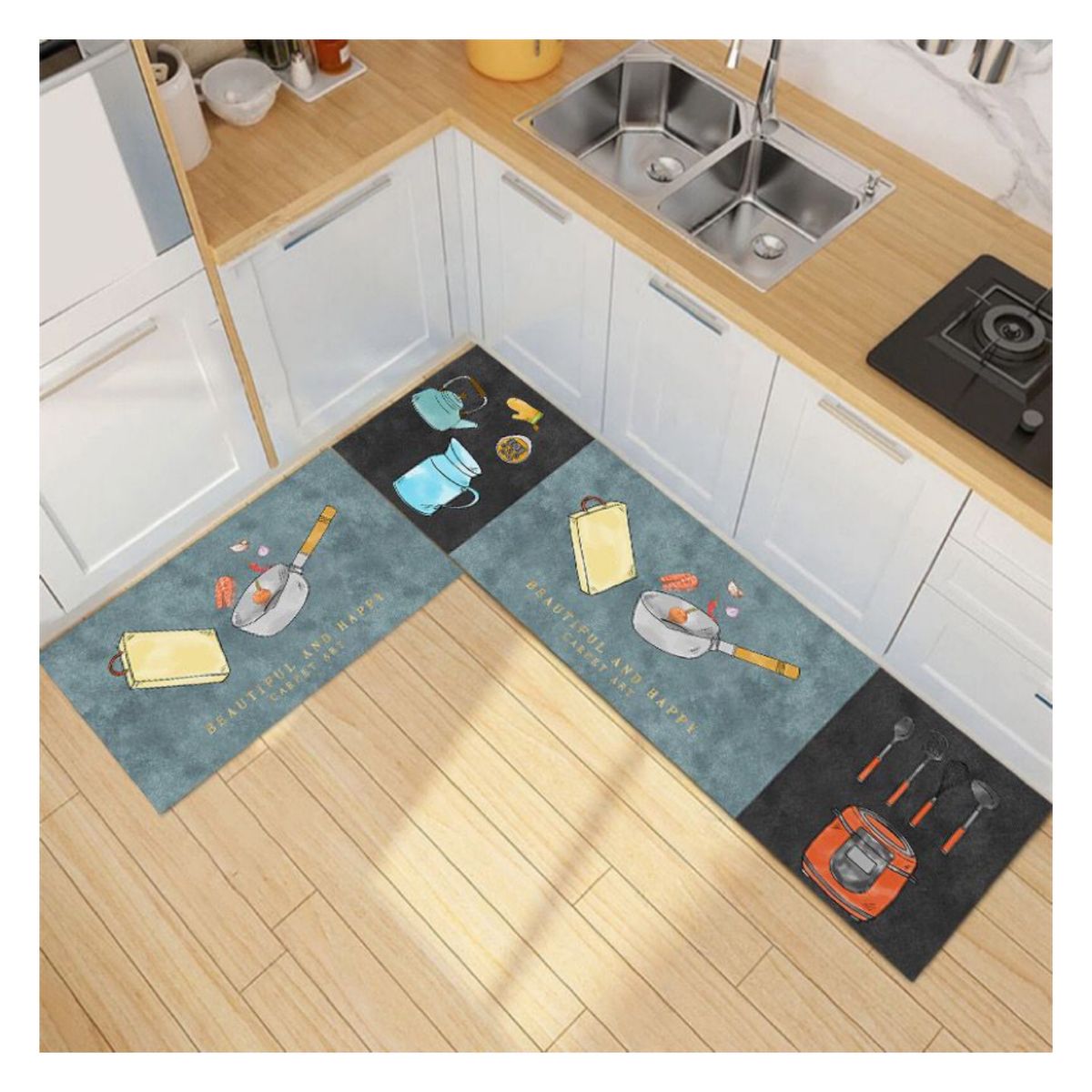 GENERICO - Pack 2 Alfombra De Cocina Antideslizante Piso Entrada De Baño