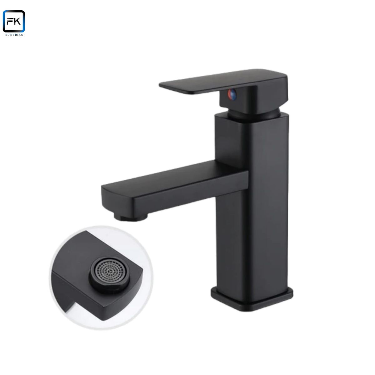 GENERICO - Llave Monomando Lavamanos Classic Matte Black Cuadrada FK