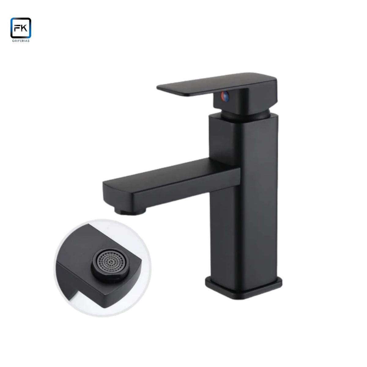 GENERICO - Llave Monomando Lavamanos Classic Matte Black Cuadrada FK