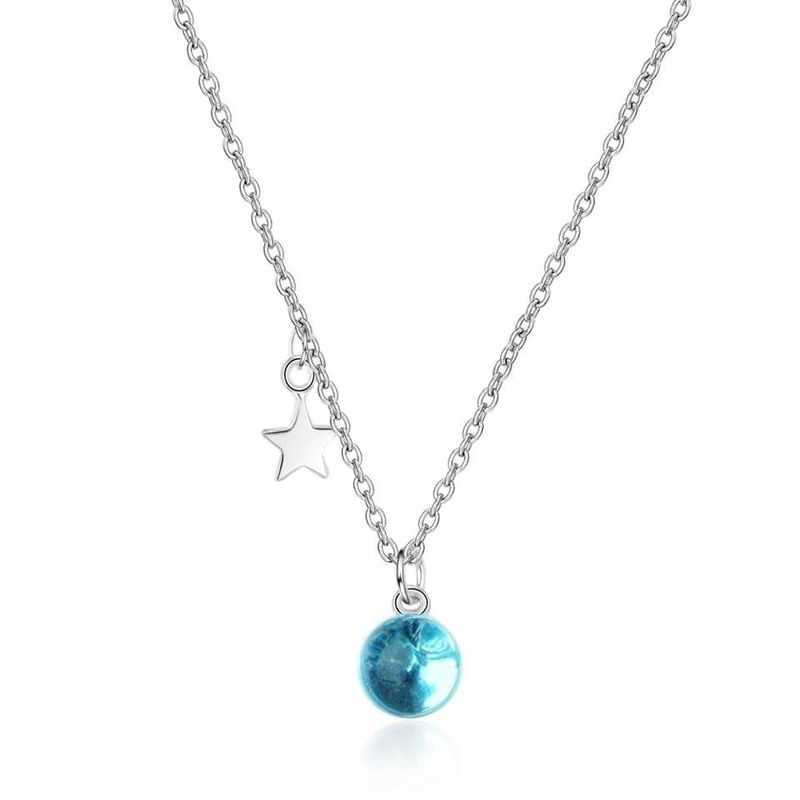 TODOJOYAS - Collar Colgante Planeta y Estrella Plateado