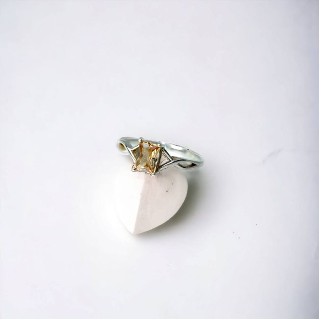 GENERICO - Anillo de Plata Circón Piedra Beige