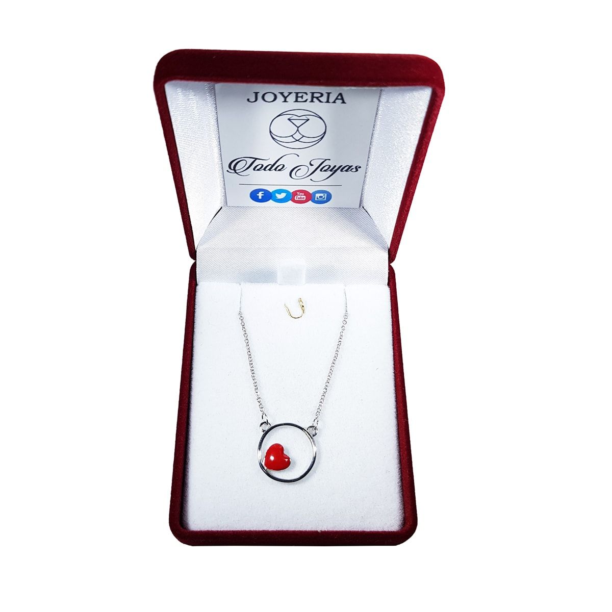 TODOJOYAS - Collar Colgante Corazon Circulo Plateado