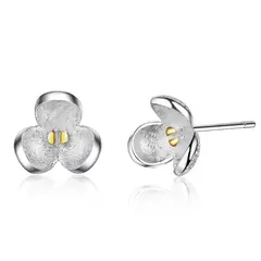 TODOJOYAS - Aros de Flor Tres Petalos Plateados