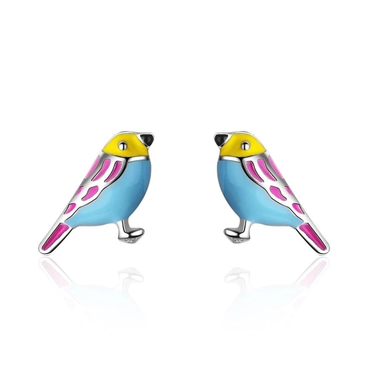 TODOJOYAS - Aros de Pajaro Multicolor Plateado