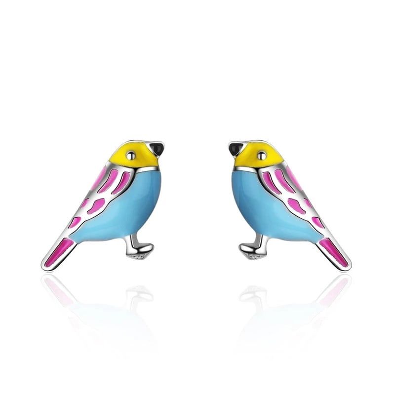 TODOJOYAS - Aros de Pajaro Multicolor Plateado