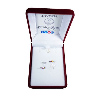 Imagen 2 del producto Aros de Pajaro Multicolor Plateado