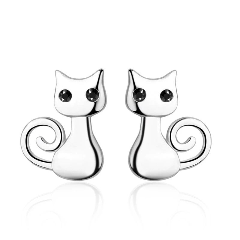 TODOJOYAS - Aros de Gatitos Plateado