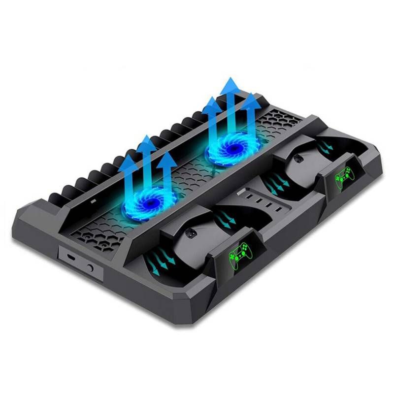 ACTUAL - Base de Carga Ventilador Para Ps4 Slim Pro Con Slot Para 16 Juegos