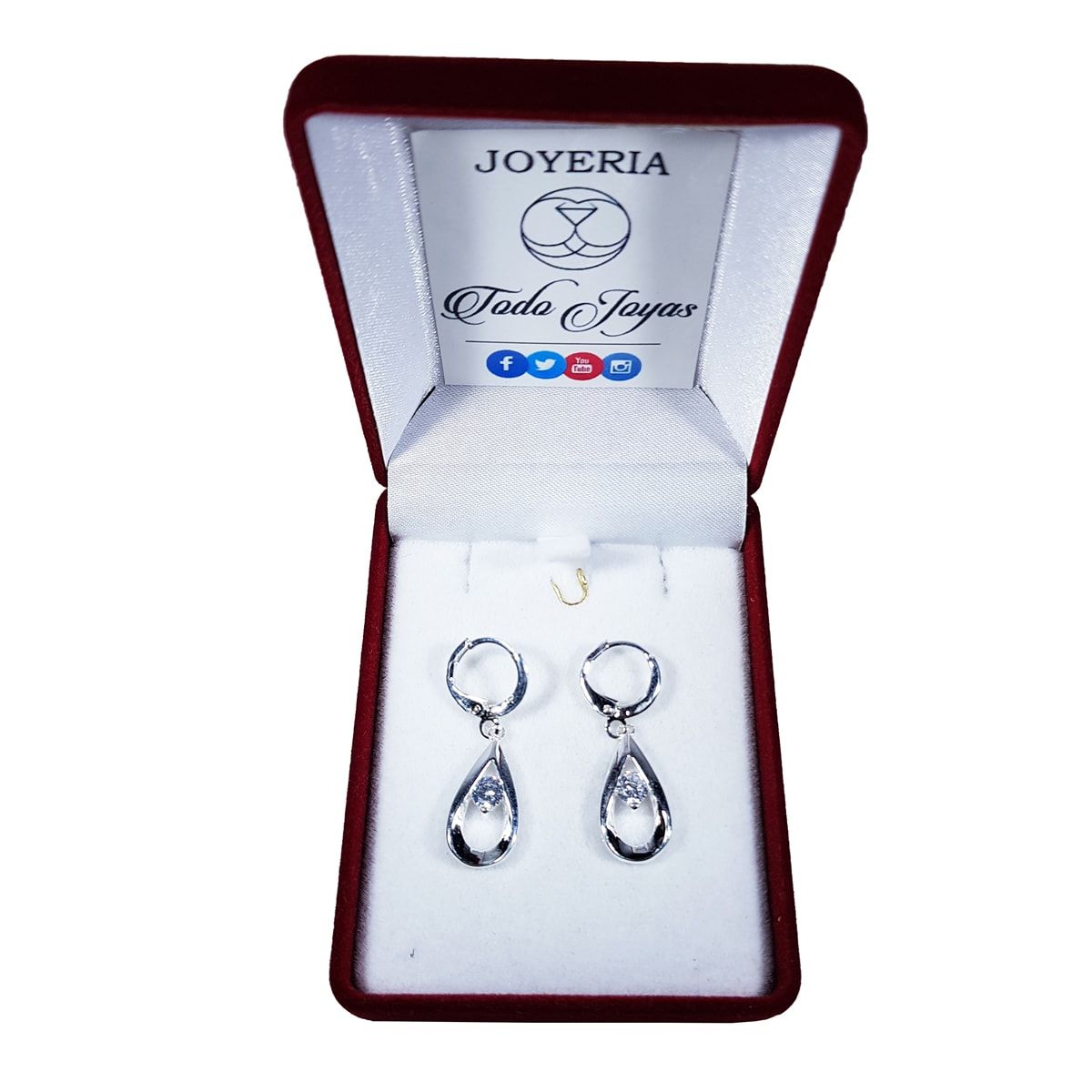 TODOJOYAS - Aros de Gotas Circon Blanco Plateado.-