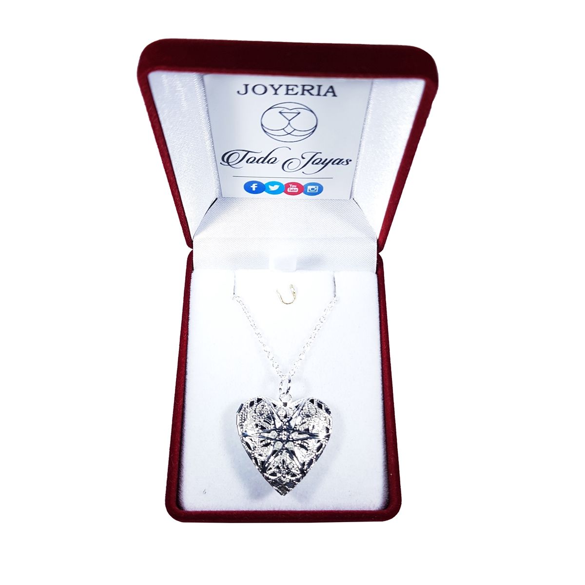 TODOJOYAS - Collar Relicario Corazon Plateado