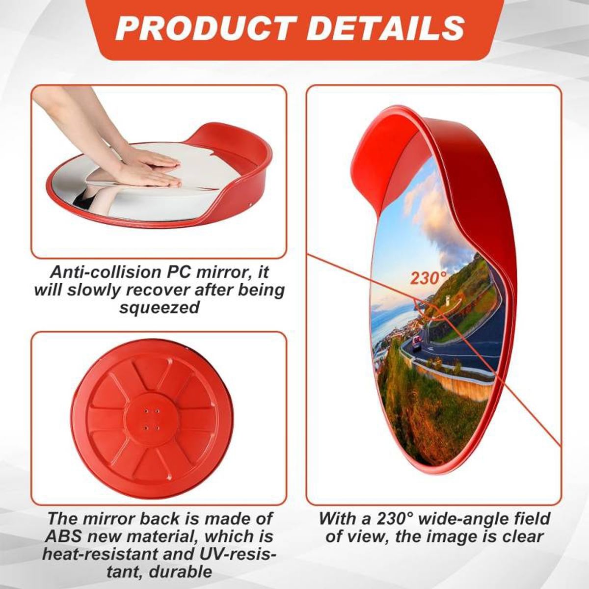 KUANGYE - Espejo Panorámico Convexo Interior / Exterior 80 Cm