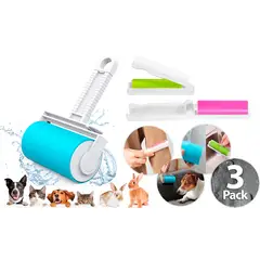 GENERICO - 3 Rodillos Quita Pelusa Pelo Ropa Lavable Rehusable Pegajoso
