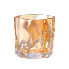 DANNY HOME - Set de 4 Vasos de Vidrio Estilo Irregular Color Ámbar 280 ml