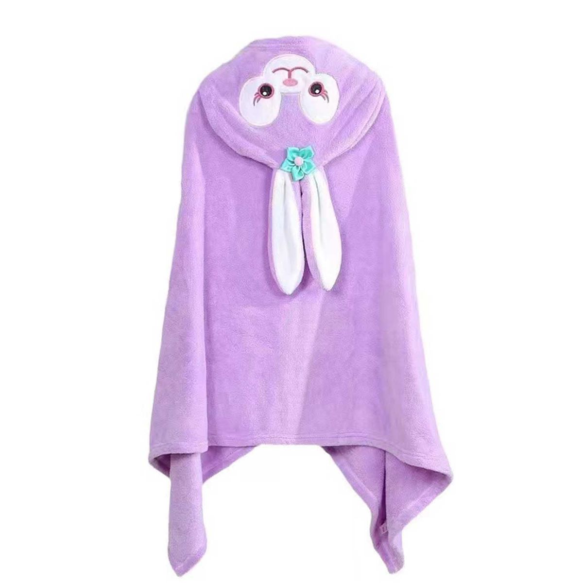 EVERSO - Toalla De Baño Algodón Secado Rapido Con Capucha Para Niños violeta