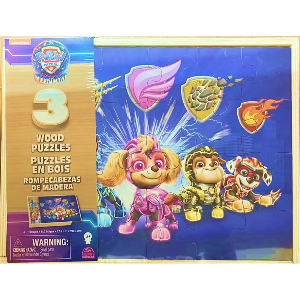 GENERICO - IMEX 6067929 PAW PATROL MIGHTY 3 PUZZLES MADERA