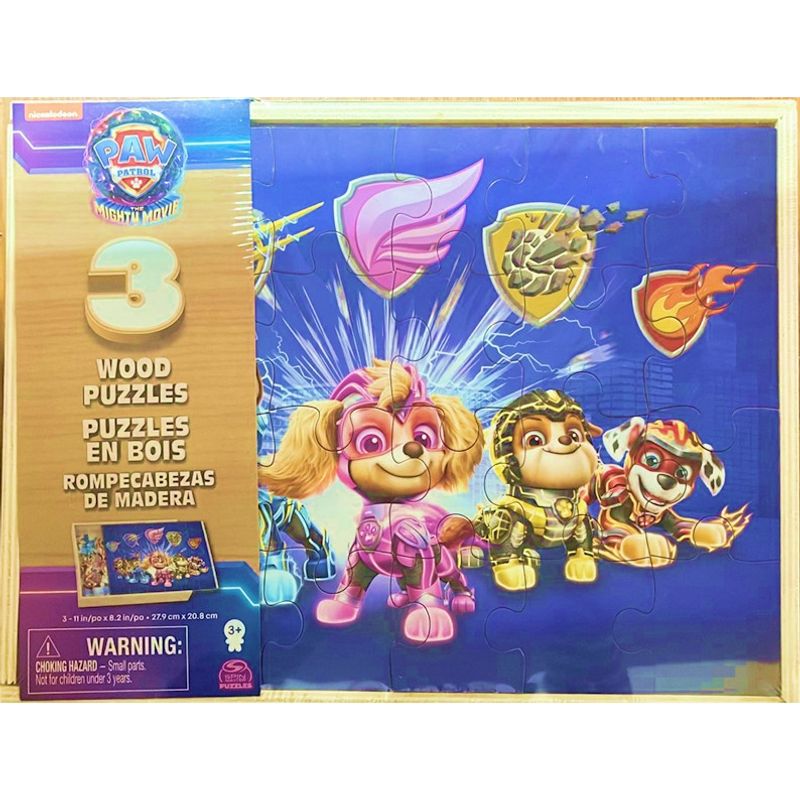 GENERICO - IMEX 6067929 PAW PATROL MIGHTY 3 PUZZLES MADERA